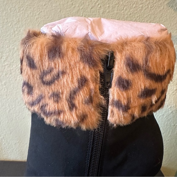 Shoe Dazzle Shoes Lilah Heeled Bootie‎ Black Caviar Leopard pointed toe stilleto - Picture 7 of 10